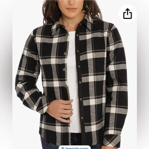 Orvis Black White Buffalo Plaid Button-Up Shirt Jacket - Women XL NWOT pockets